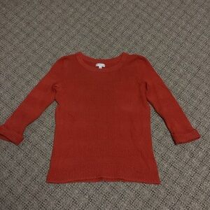 Croft & Borrow Burnt Orange 3/4 Sleeve Crewneck Sweater * Size Small